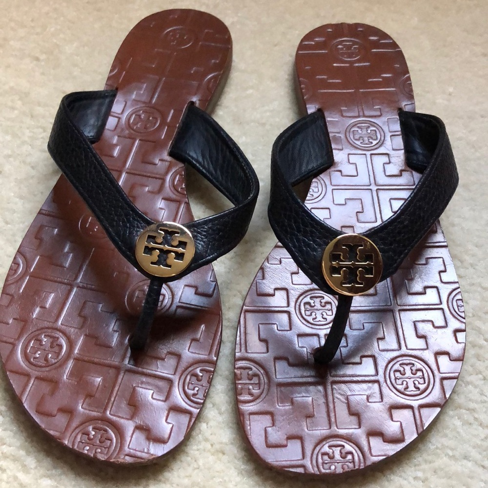 Tory Burch leather flip flops